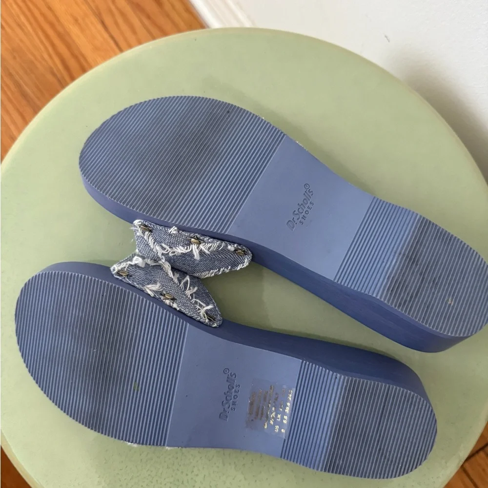 Free People Blue Denim Strap Slide Sandals